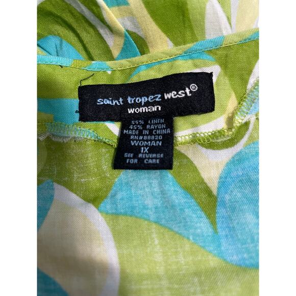 San Tropez Women's Size 1X Green Abstract Sequined Blouse - Picture 6 of 6